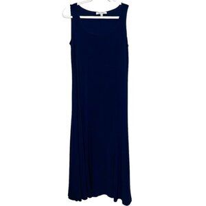 TravelSmith Navy Blue Size M Sleeveless Stretch Knit Pullover Maxi Length Dress